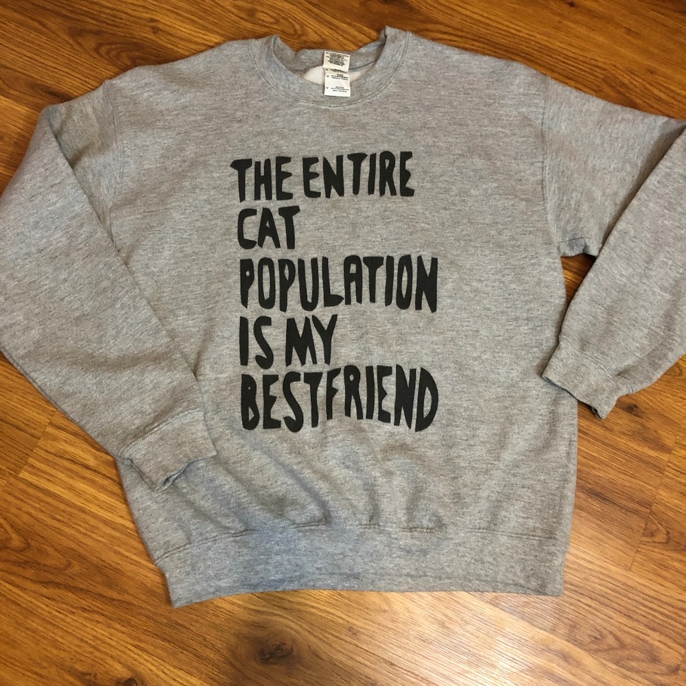 Grey Cat Sweatshirt - Medium - Picture 1 of 4